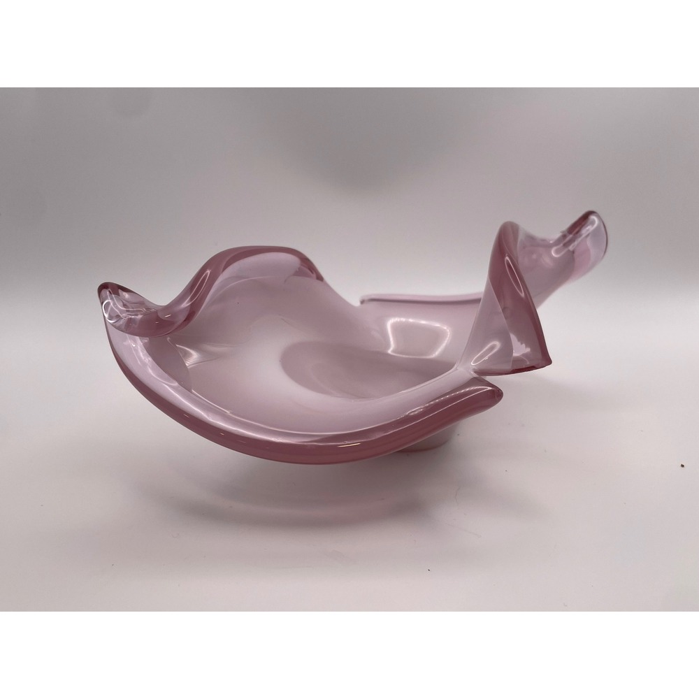 Vintage V.A.N. Crystal Italian Handblown Lavender Art Glass Trinket Dish 7.5 MCM